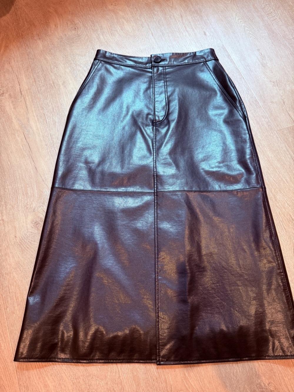 Dare Black Faux Leather Midi Skirt - Women